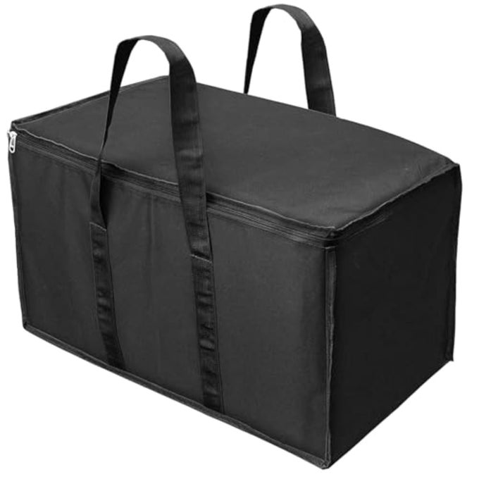 2PACK 68L NYLON CLOTHES STORAGE BAG WITH ZIPPER CLOSURE STRONG HANDLE COMPACT ORGANIZER FOR CLOTHES TOYS BLANKETS 55 X 34 X 36 CM BLACK
