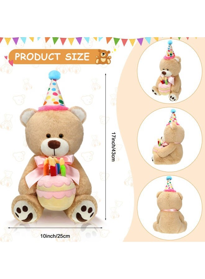 Kasyat 20 Inches Plush Birthday Bear Stuffed Animal Happy Birthday Bear with Cake Stuffed Bear Plush Toy for Kids Boys Girls Birthday Gifts Party Decorations - Image 2