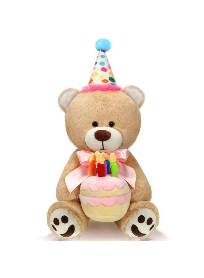Kasyat 20 Inches Plush Birthday Bear Stuffed Animal Happy Birthday Bear with Cake Stuffed Bear Plush Toy for Kids Boys Girls Birthday Gifts Party Decorations - Image 1