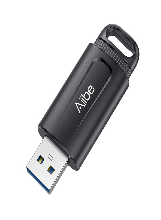 Aiibe 128GB USB 3.0 Flash Drive 100MB/s USB Drive Thumb Drives Retractable Memory Stick Jump Drive for PC Laptop, Black - Image 1