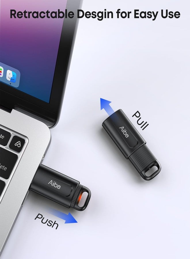 Aiibe 128GB USB 3.0 Flash Drive 100MB/s USB Drive Thumb Drives Retractable Memory Stick Jump Drive for PC Laptop, Black - Image 2