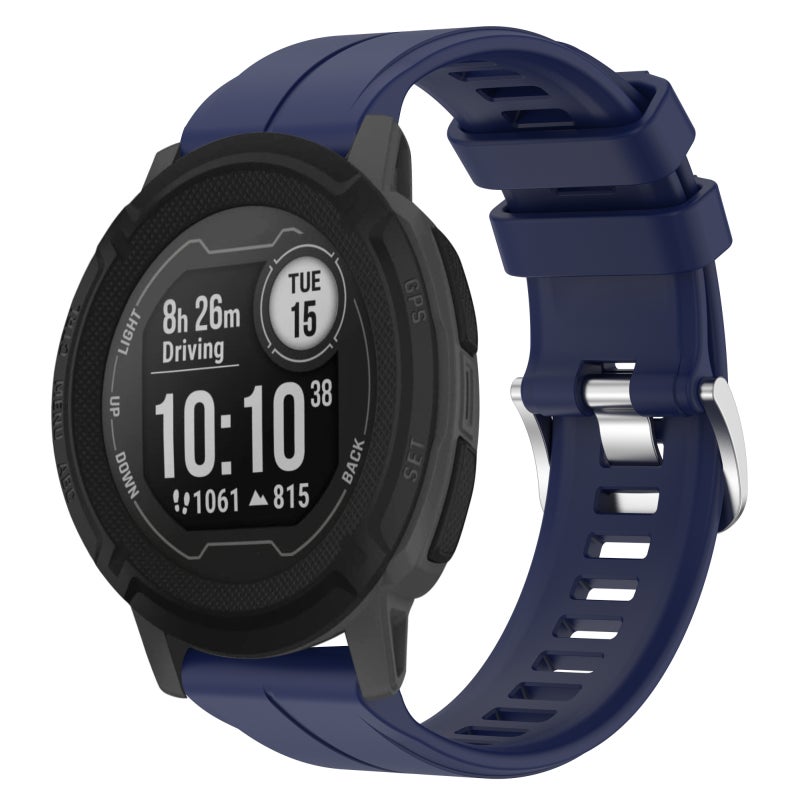 S-TOP For Garmin Instinct 22mm Solid Color Silicone Watch Band(Dark Blue) - Image 1