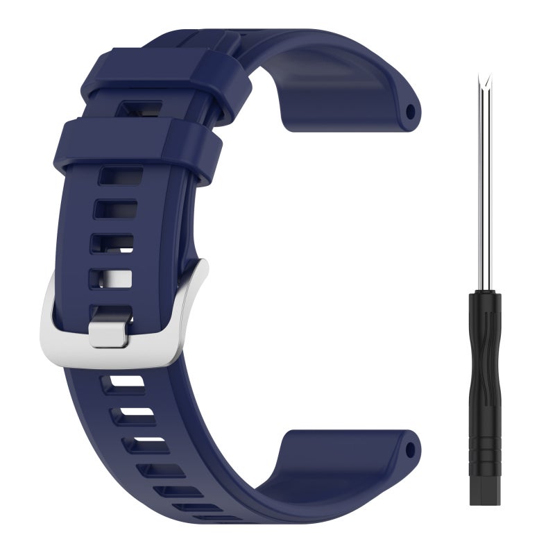 S-TOP For Garmin Instinct 22mm Solid Color Silicone Watch Band(Dark Blue) - Image 2