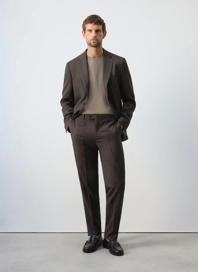 Mango Man 30-MARRON Turin 100% Wool Suit Trousers for Men | Best Price UAE