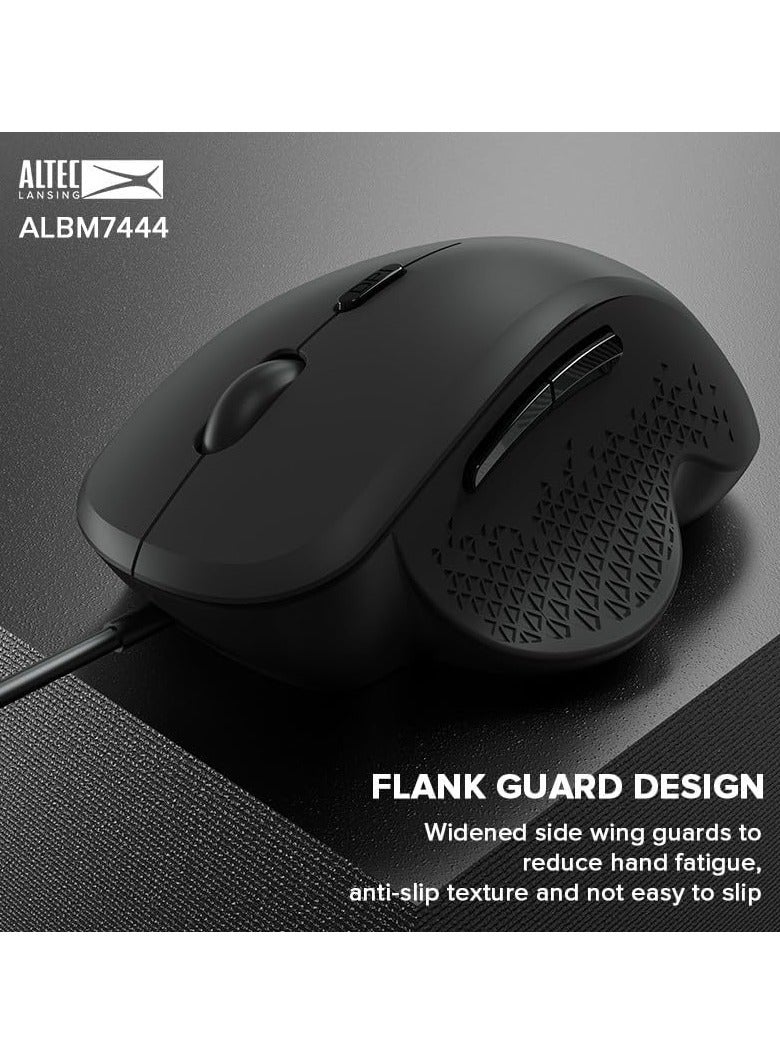 ماوس ألعاب ALTEC LANSING Flank مع مسند لليد - تصميم مريح سلكي USB - بكرة مطاطية ثلاثية الأبعاد/مضادة للانزلاق - 8 ملايين نقرة - 6 أزرار - 3200 نقطة لكل بوصة... - Image 3