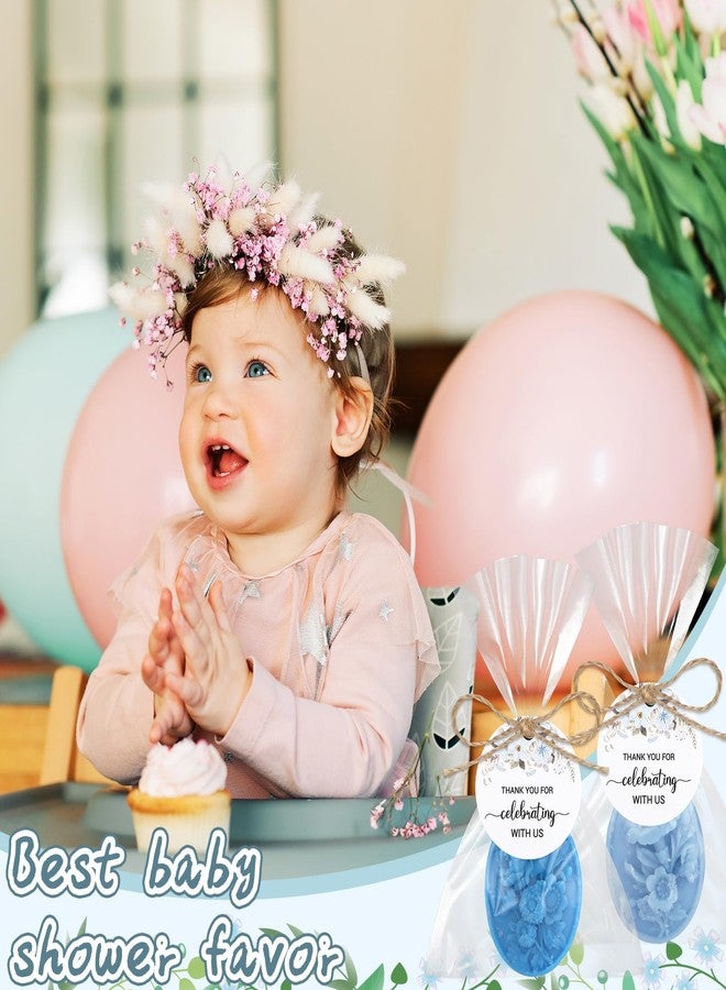 Demissle 20 Pcs Baby Shower Soap Favors Wildflowers Baby Shower in Bloom Flower Bath Soap Gift Set with White Greeting Card Handmade Gifts for Guests Decorations Supplies(Blue Color,Trendy Style) - Image 3