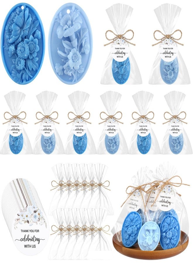 Demissle 20 Pcs Baby Shower Soap Favors Wildflowers Baby Shower in Bloom Flower Bath Soap Gift Set with White Greeting Card Handmade Gifts for Guests Decorations Supplies(Blue Color,Trendy Style) - Image 1