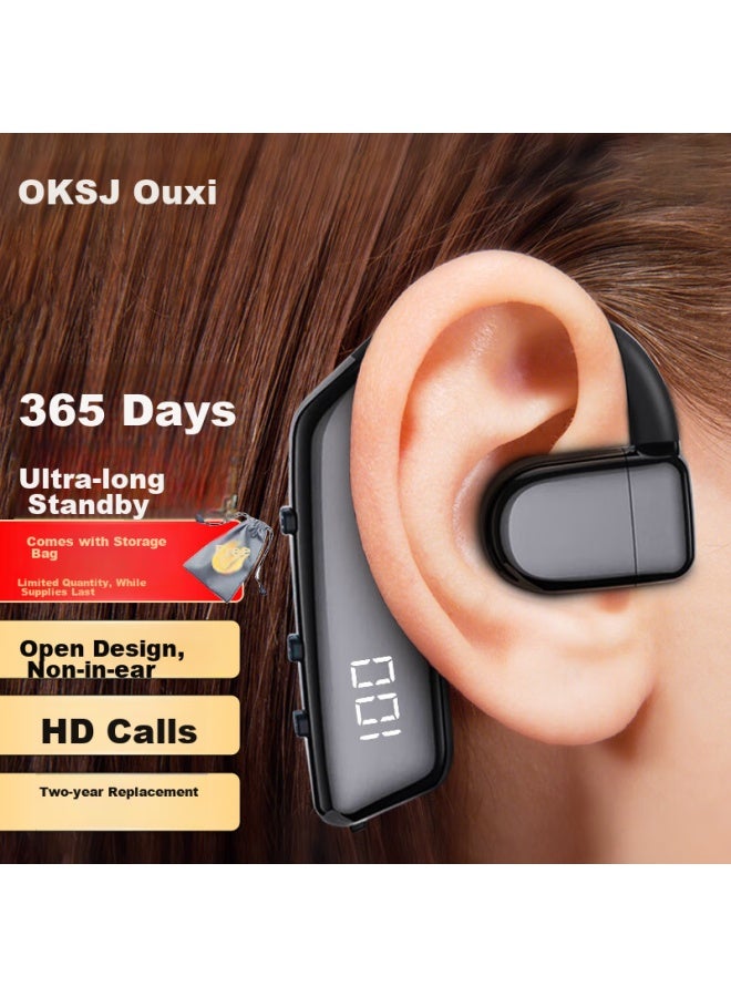 Oksj Bluetooth Earphones, Over-ear Wireless Bone Conduction Concept, Single-ear Non-in Sports Running Food Delivery Driving Compatible With Huawei Android - Image 1