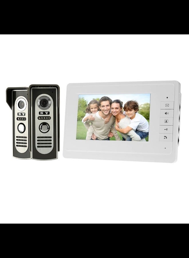 Generic 7” Wired Door Phone System Intercom Doorbell with Indoor and Outdoor Camera Support Unlock Infrared Night View Rainproof for Home Surveillance  - Image 1
