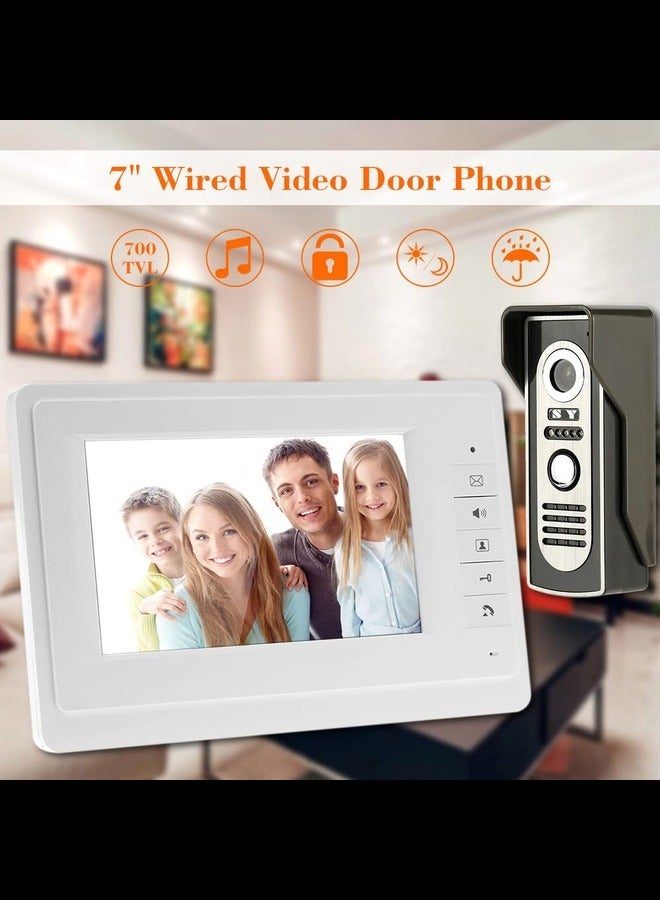 Generic 7” Wired Door Phone System Intercom Doorbell with Indoor and Outdoor Camera Support Unlock Infrared Night View Rainproof for Home Surveillance  - Image 5