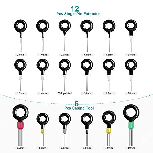 MENKEY Terminal Removal Tool Kit for Car, 39 Pieces Wire Connector Pin Release Key Extractor Tools Set for Most Connector Terminal - Image 3