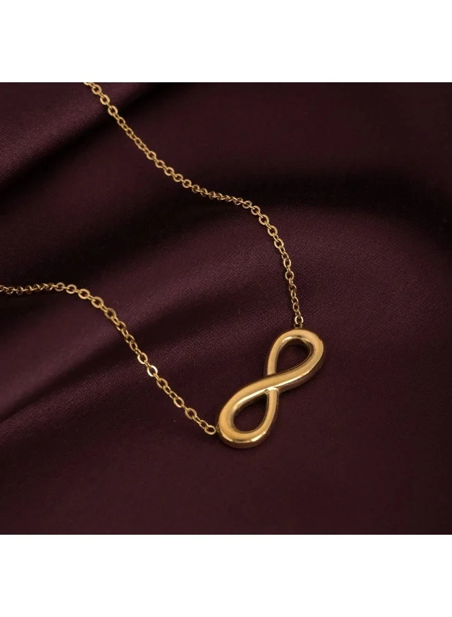 بالموناس PALMONAS 18k Gold Tone Plated Golden Infinity Necklace
 for Women