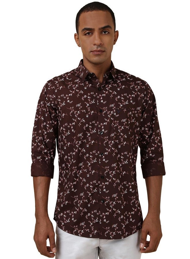 Allen Solly Allen Solly Men's Slim Shirt (ASSFQSPBB27941_Brown - Image 1