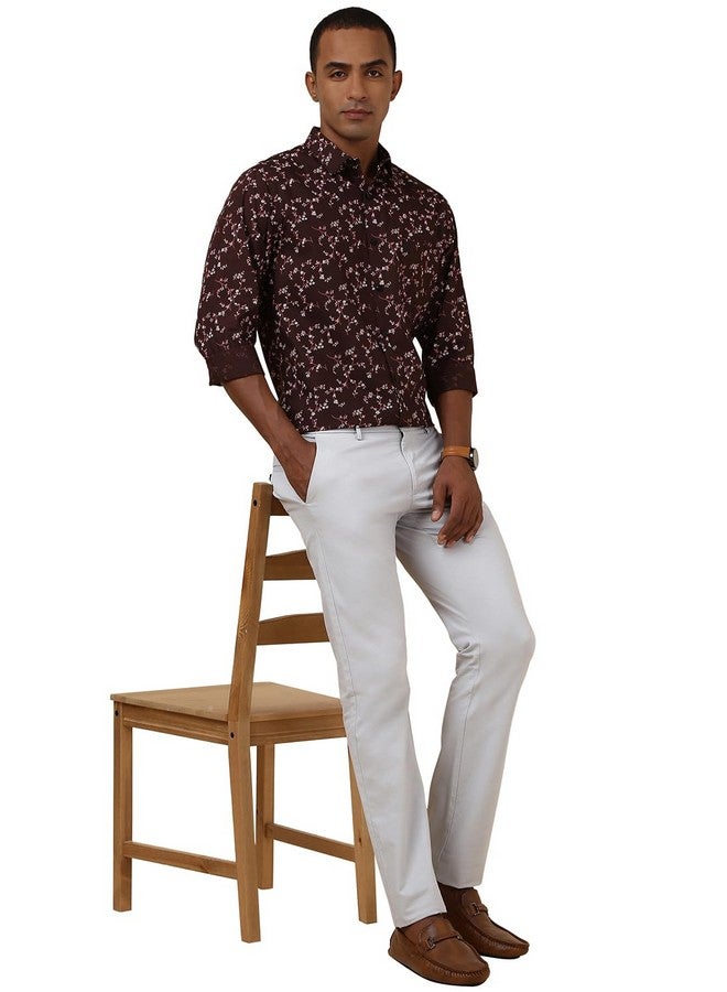 Allen Solly Allen Solly Men's Slim Shirt (ASSFQSPBB27941_Brown - Image 5