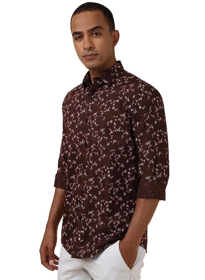 Allen Solly Allen Solly Men's Slim Shirt (ASSFQSPBB27941_Brown - Image 2