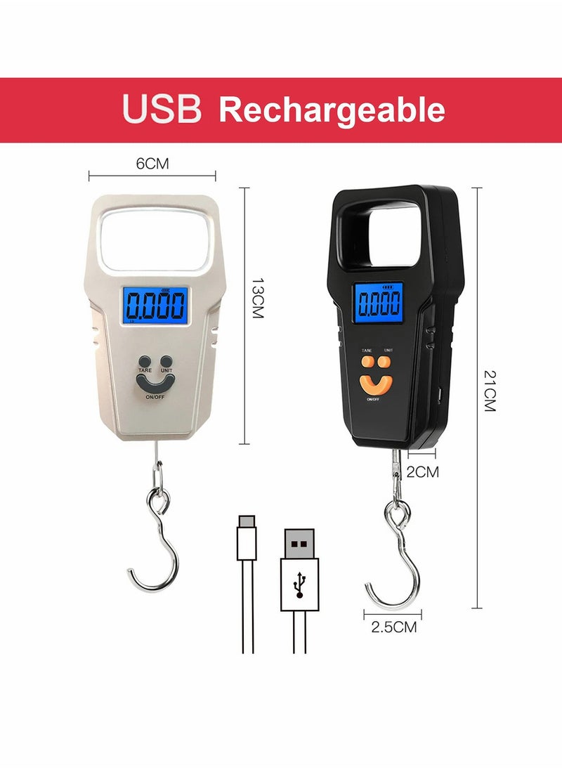 SYOSI - Luggage Scale, KASTWAVE Fish Scale, USB Rechargeable Digital Electronics Hanging Luggage Weight Scales for Family Travel Shopping Fishing, (black) - Image 1
