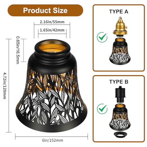ALUCSET Pendant Light Shades, 4 Pack Ceiling Fan Light Shade Replacements with 1-5/8" Fitter, ALUCSET 4.72" Height and 4-3/4" Diameter, Metal Bell Shaped Cover for Chandelier Pendant Light Wall Sconces - Image 4