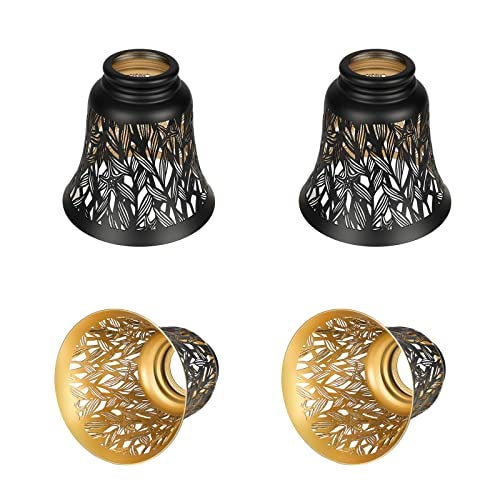 ALUCSET Pendant Light Shades, 4 Pack Ceiling Fan Light Shade Replacements with 1-5/8" Fitter, ALUCSET 4.72" Height and 4-3/4" Diameter, Metal Bell Shaped Cover for Chandelier Pendant Light Wall Sconces - Image 1