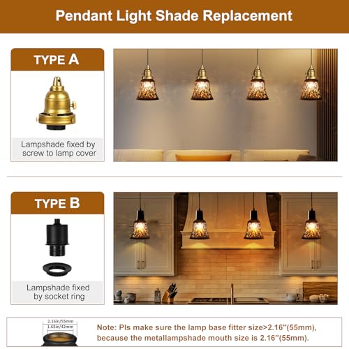 ALUCSET Pendant Light Shades, 4 Pack Ceiling Fan Light Shade Replacements with 1-5/8" Fitter, ALUCSET 4.72" Height and 4-3/4" Diameter, Metal Bell Shaped Cover for Chandelier Pendant Light Wall Sconces - Image 3