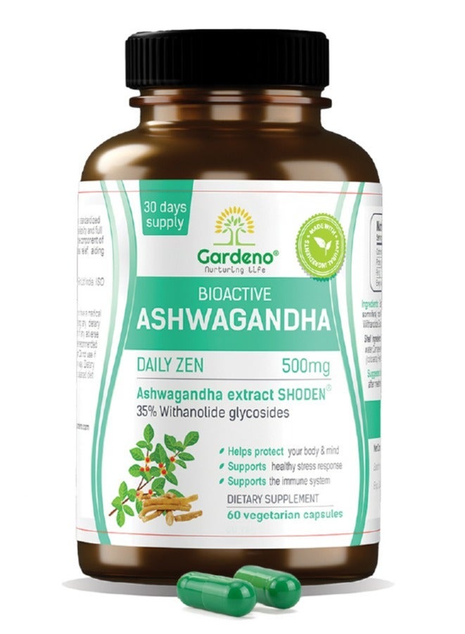Ashwagandha 14x Powerful Extract Shoden® with 35% Withanolides - Stress Relief, Natural Mood Support, Focus & Energy - 60 Capsules