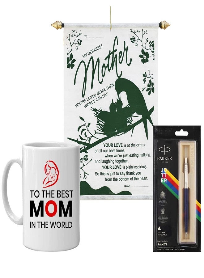Saugat Traders Useful Gifts for Mother | Scroll Card with Coffee Mug for Mom & Branded Ball Pen | Mother's Day | Birthday Gift for Mummy, Mom, Mother In Law - Image 1