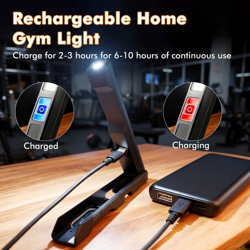 Guankai Gym Lamp for Posing, Rechargeable Home Gym Lighting, Magnetic Led Work Light with 180Â° Rotate Foldable, Mini Camping Lights Samll Lamps with Hang Hook for Bodybuilding - Image 4