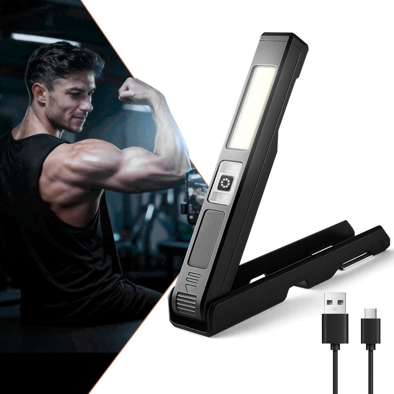 Guankai Gym Lamp for Posing, Rechargeable Home Gym Lighting, Magnetic Led Work Light with 180Â° Rotate Foldable, Mini Camping Lights Samll Lamps with Hang Hook for Bodybuilding - Image 1