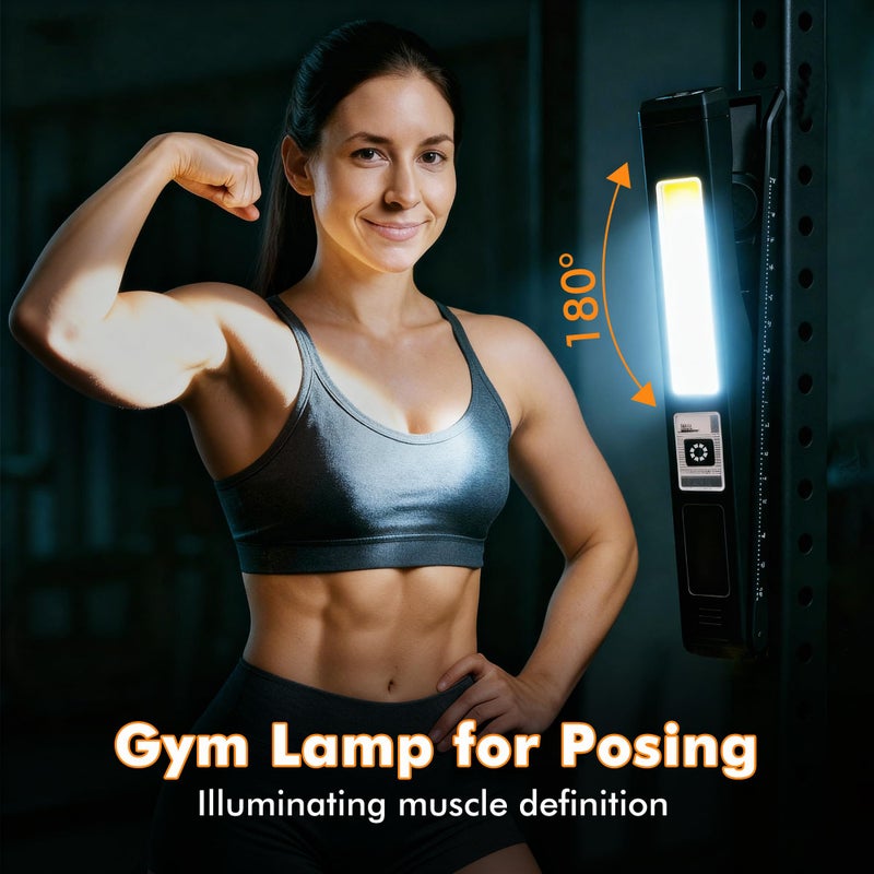 Guankai Gym Lamp for Posing, Rechargeable Home Gym Lighting, Magnetic Led Work Light with 180Â° Rotate Foldable, Mini Camping Lights Samll Lamps with Hang Hook for Bodybuilding - Image 3
