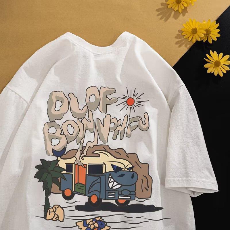 New Short-sleeved T-shirt Men's Summer Korean-style Trendy Simple Half-sleeved Top Hong Kong-style Loose Casual Trendy Brand T-shirt - Image 1