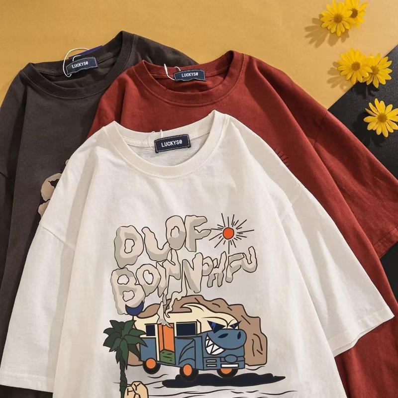 New Short-sleeved T-shirt Men's Summer Korean-style Trendy Simple Half-sleeved Top Hong Kong-style Loose Casual Trendy Brand T-shirt - Image 2