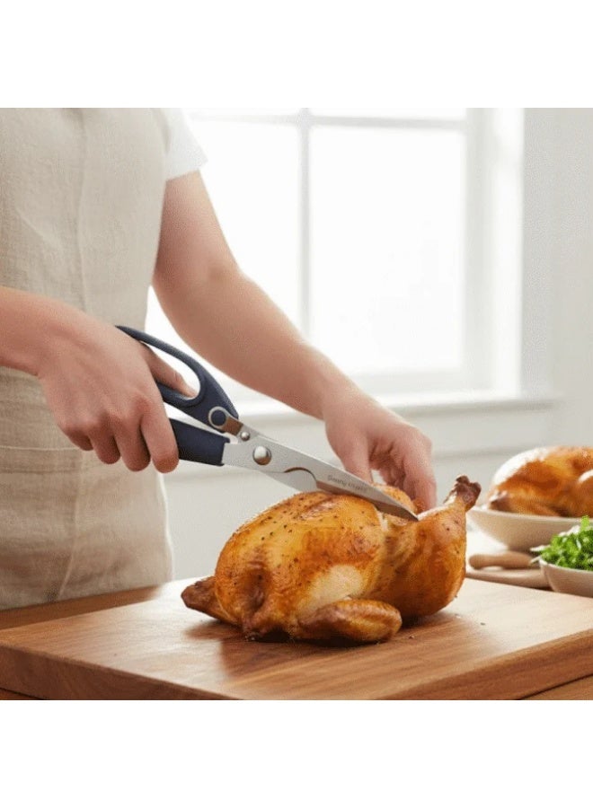 داني هوم مقص مطبخ داني هوم عالي التحمل من الفولاذ المقاوم للصدأ – مقص متعدد الأغراض للدواجن بمقبض ناعم لقطع سهل باللون الأزرق - Image 3