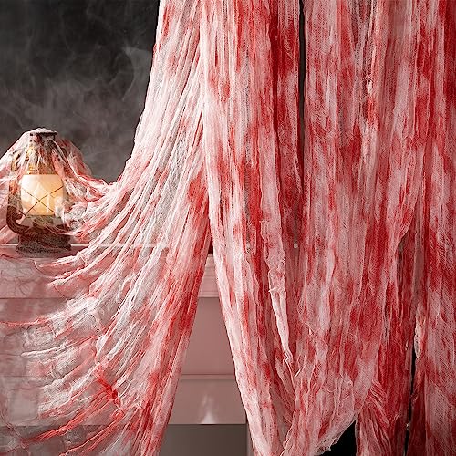 RunNico 197" x 85" Halloween Creepy Cloth - Halloween Spooky Fabric Cloth - Scary Gauze Blood Creepy Cloth for Haunted House Halloween Party Yard Wall Doorway Outdoors Decoration - Image 1