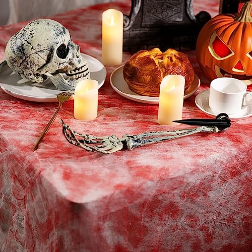RunNico 197" x 85" Halloween Creepy Cloth - Halloween Spooky Fabric Cloth - Scary Gauze Blood Creepy Cloth for Haunted House Halloween Party Yard Wall Doorway Outdoors Decoration - Image 4