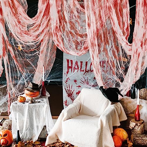 RunNico 197" x 85" Halloween Creepy Cloth - Halloween Spooky Fabric Cloth - Scary Gauze Blood Creepy Cloth for Haunted House Halloween Party Yard Wall Doorway Outdoors Decoration - Image 5