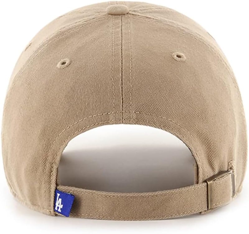 47 Brand MLB Khaki Primary Logo Clean Up Adjustable Strap Baseball Dad Hat Cap, Adult One Size Fits All - Los Angeles Dodgers - Khaki Black - Image 2