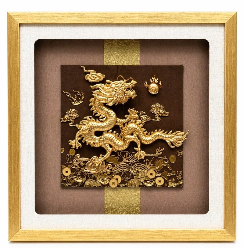 KHUSHBOO JEWELS 24KT PURE DRAGON GOLD FRAME (30*30CM) - Image 1