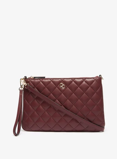 Celeste Women's Quilted Clutch with Detachable Strap and Zip Closure