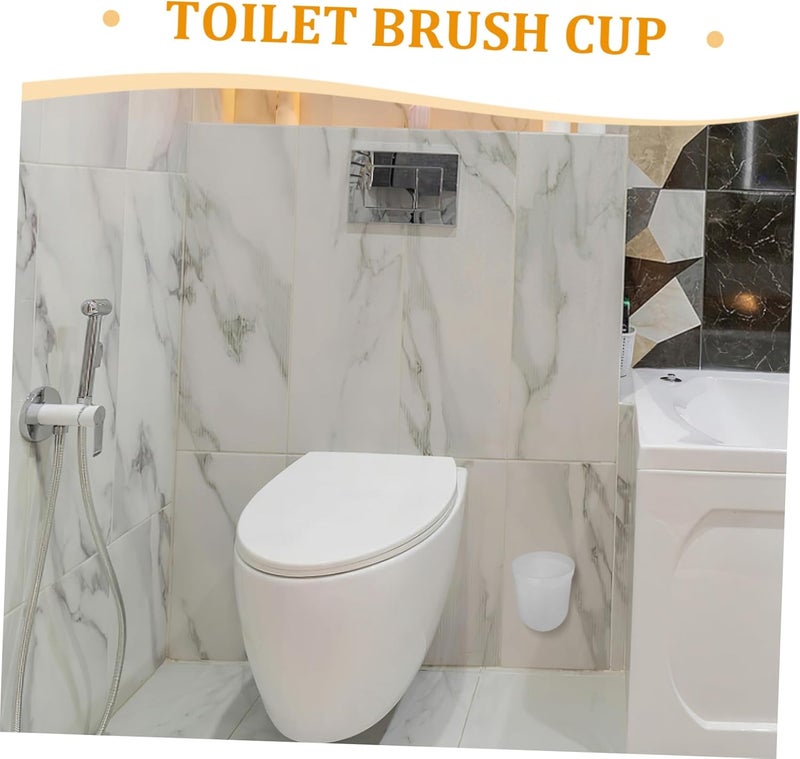 SHERCHPRY 2Pcs Toilet Brush Holder Set Durable Bathroom Scrubber Brush Cups for Toilet Cleaning for Home Hotel Public Restroom Use - Image 3