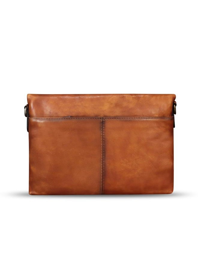IVTG Genuine Leather Messenger Bag for Men Crossbody Shoulder Bag Satchel Casual Business Sling Handbag Wrist Bag, Brown, Medium - Image 3
