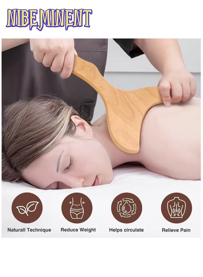 NIBEMINENT 6 Pieces Wood Therapy Kit Massage Tools Kit Wood Massager Roller Gua Sha Roller Pain Relief Body Sculpting Tools for Muscle Pain Relief - Image 5