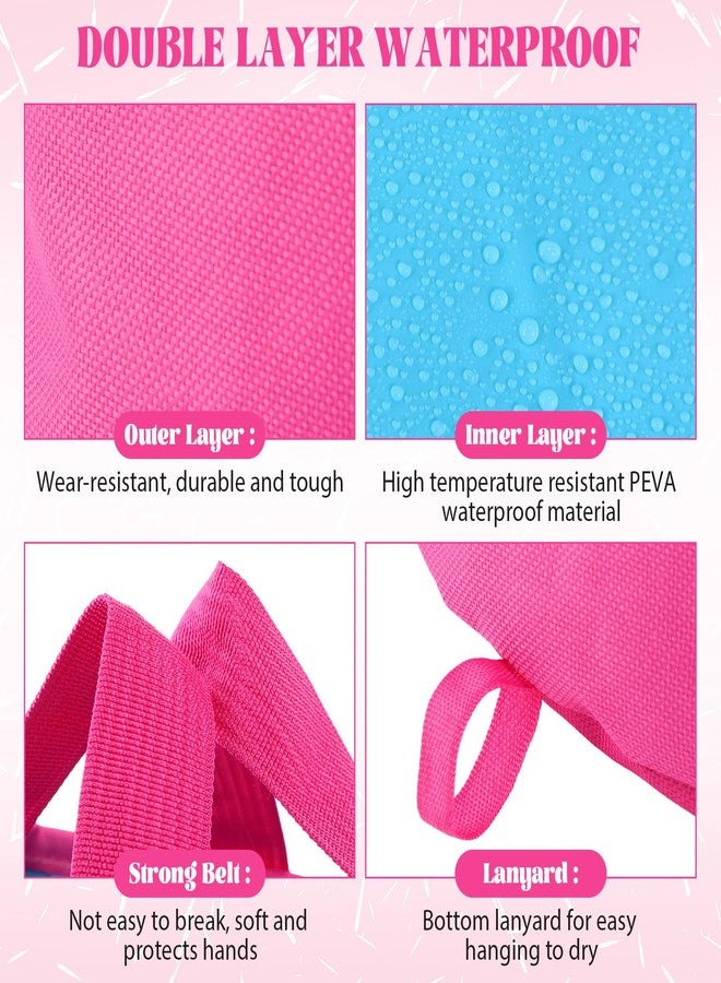 FillTouch 6 Sets Rose Red Foldable Foot Bath Kit 15L Collapsible Foot Soaking Tub Bathroom Towels Women Adult Foldable Slippers with Storage Bag Spa Soak Pedicure Bath for Travel Camping - Image 3