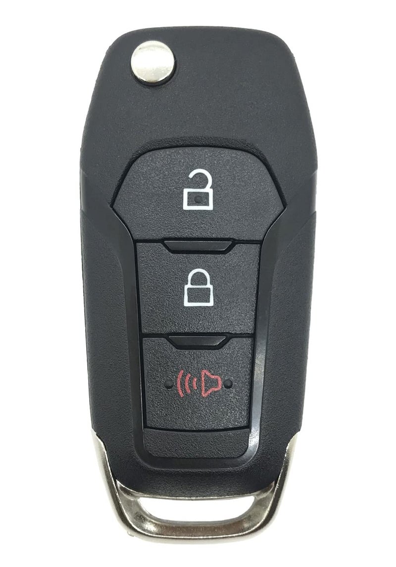 Muxkenper Folding Flip Key Fob Shell Case Fit for Ford F-150, F-250, F-350 (2015-2020), Explorer (2016-2020), F-350, F-450, Black Plastic, 3 Buttons - Image 1