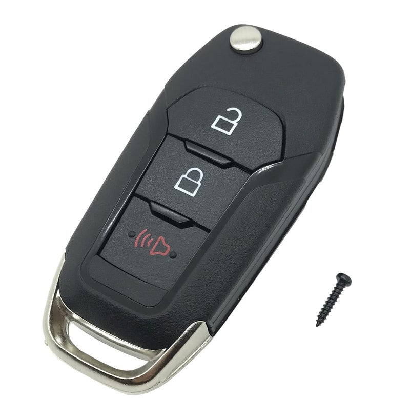Muxkenper Folding Flip Key Fob Shell Case Fit for Ford F-150, F-250, F-350 (2015-2020), Explorer (2016-2020), F-350, F-450, Black Plastic, 3 Buttons - Image 3