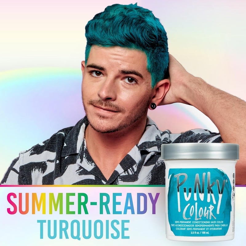 Punky Turquoise Semi Permanent Conditioning Hair Color, Vegan, PPD and Paraben Free, lasts up to 25 washes, 3.5oz - Image 3