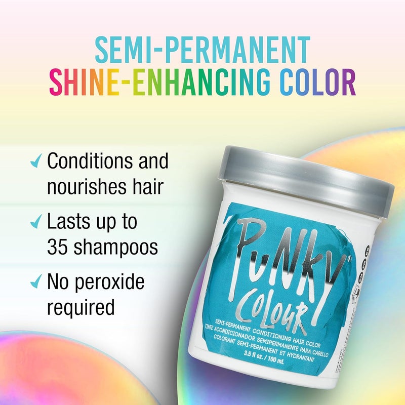 Punky Turquoise Semi Permanent Conditioning Hair Color, Vegan, PPD and Paraben Free, lasts up to 25 washes, 3.5oz - Image 2