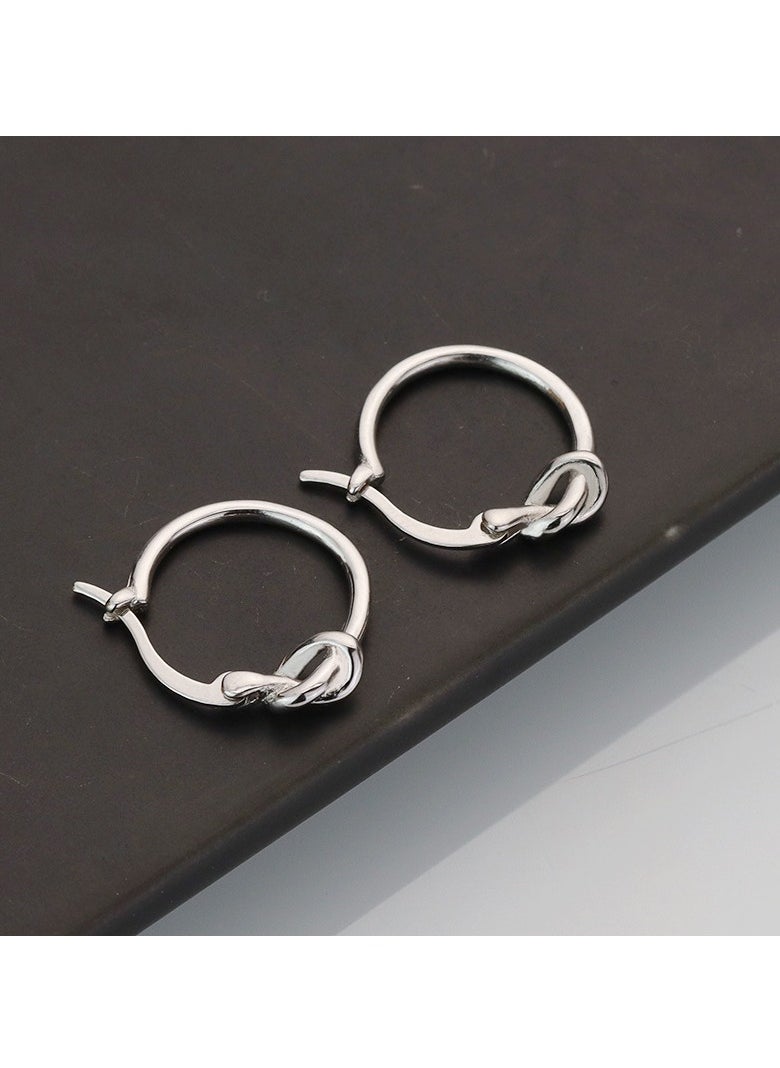 xozgdovg Frosty wind hand knotted earrings women's knotted earrings Hook everything stud earrings  - Image 3