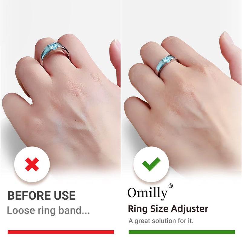 Omilly Ring Sizer Adjuster for Loose Rings, 60 Piece Set with 3 Styles (Spiral Coils, Ring Guards, Sizing Strips), Silicone Ring Guards Fits Ring Widths 1-10mm, Invisible Resizing Solution for Women & Men - Image 4