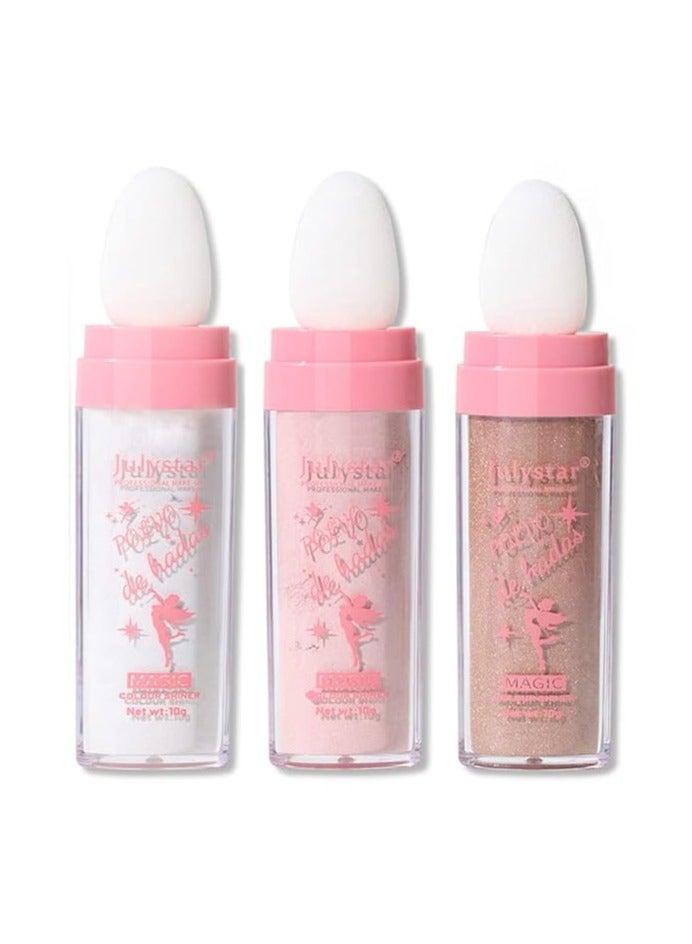 Julystar 3 قطع من مسحوق الجنيات، جلتر الجسم، بودرة تمييز الوجه الطبيعية ثلاثية الأبعاد، بودرة تمييز الجنيات - Image 2