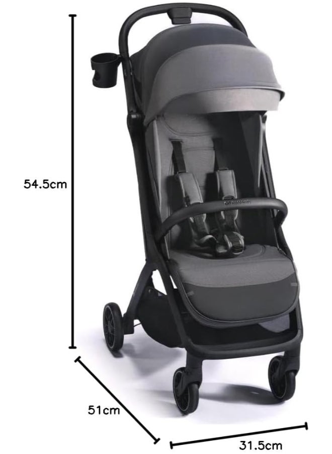Spacerowy Nubi 2 Stroller Cloudy Grey, Self Folding, Lightweight, Compact, With Cup Holder And Five - Point Safety Harness