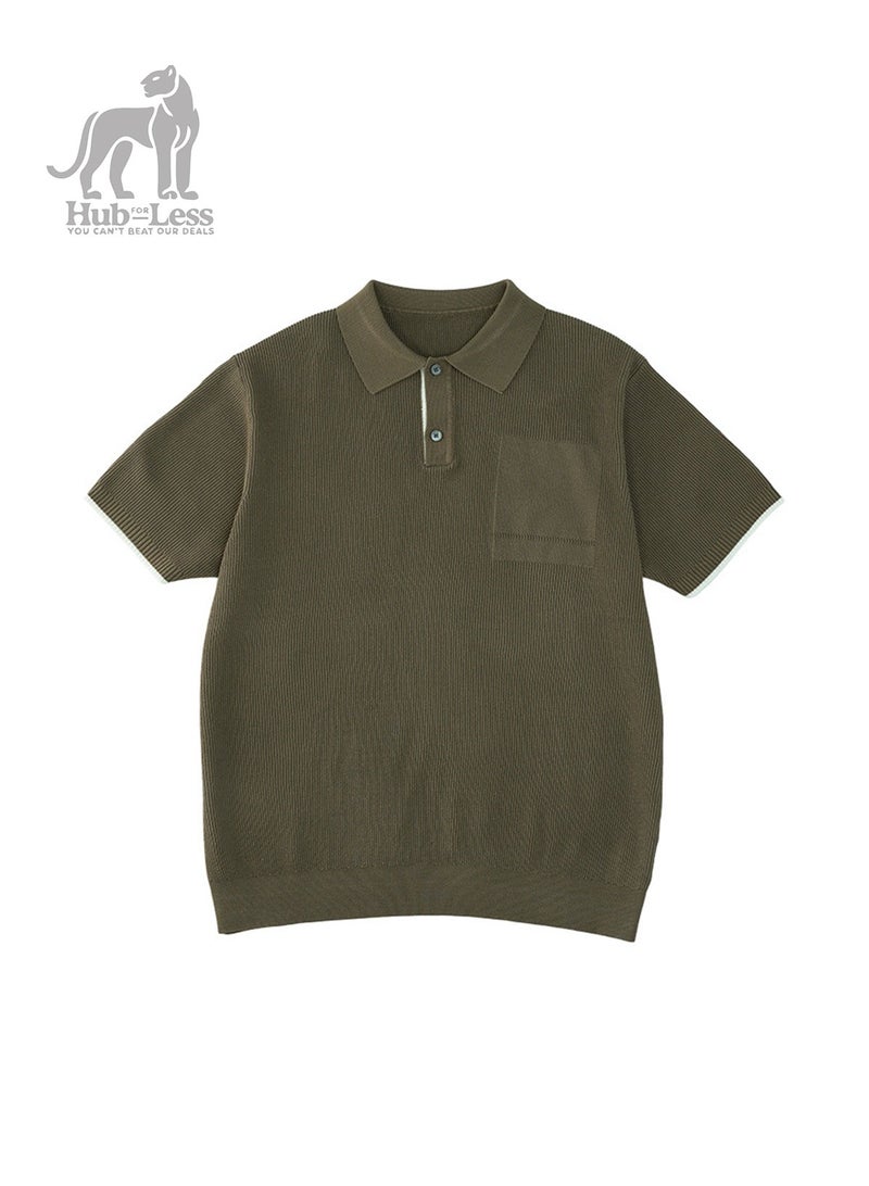 Hub For Less Men’s Knitted Polo T-Shirt – Modern Comfort and Style - Image 1